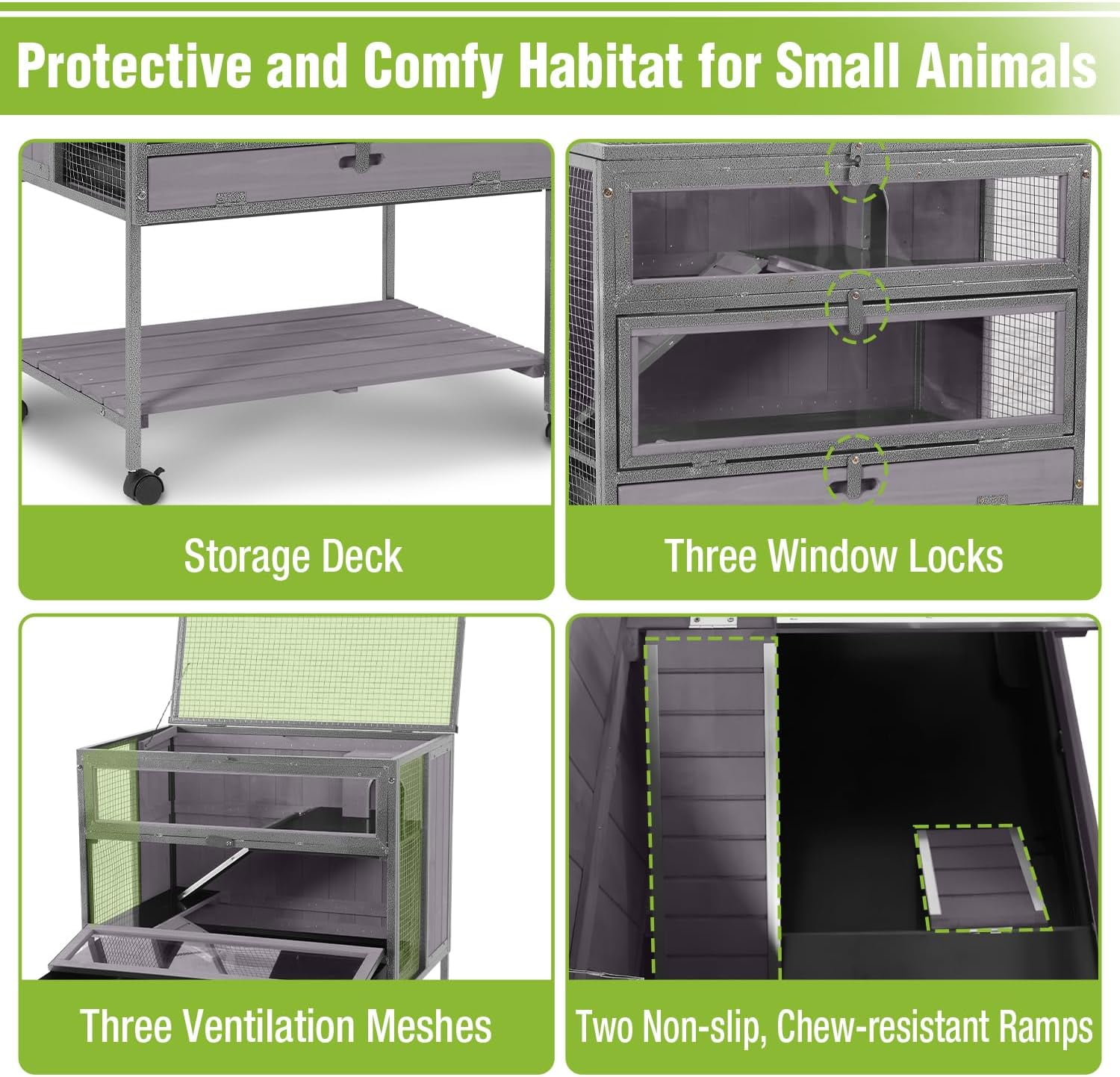 Aivituvin Hamster Cage Large Guinea Pig Cage with Metal Frame Movable Rat Habitat with Aluminium Alloy Edge,Plastic Deep Not Leakage Pull Out Tray,Storage Shelf