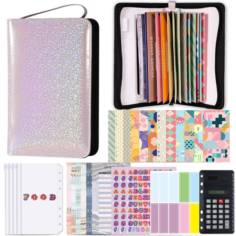 A6 Glitter Hand Zip Bag Loose Leaf Binder Notebook Inner Core Cover