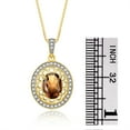 thumbnail image 5 of RYLOS Matching Jewelry Set Yellow Gold Plated Silver Princess Diana Inspired Earrings, Ring & Pendant Necklace. Gemstone & Diamonds, 8X6MM Smoky Quartz June Birthstone; Size 10, 5 of 7