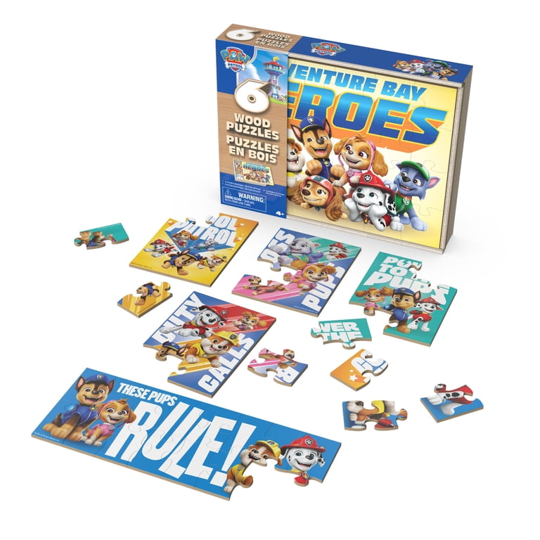Spin Master Games, PAW Patrol 6-Pack of Wooden Jigsaw Puzzles, for