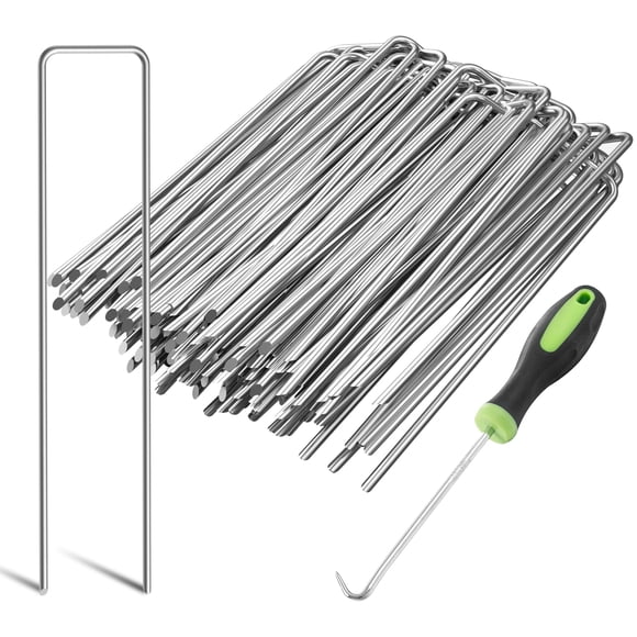 Graxury 200 Paquets Piquets d'Épingles de Jardin Robustes de 7,87 Po, Calibre 11 - Agrafes en Acier Galvanisé, Chevilles de Fixation pour Fixer le Tissu d'Ancrage des Herbes