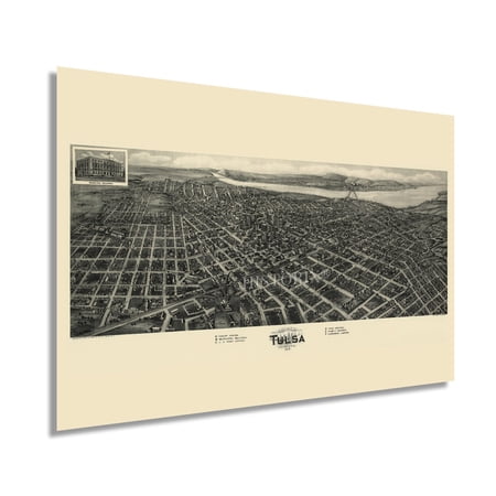 HISTORIX 1918 Tulsa Oklahoma Map Vintage Poster Wall Art Print, 16 x 24 Inch