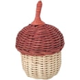 thumbnail image 3 of Miangastore Handwoven Round Rattan Bag Pine Cone Shaped Dark Red 1Pack Photography Prop, 3 of 8