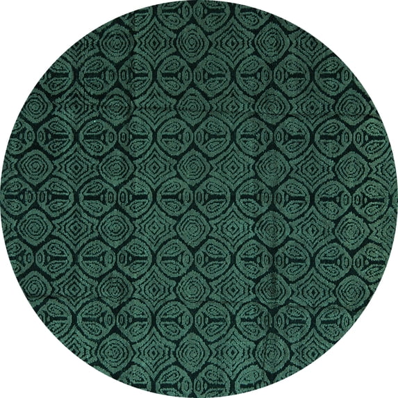 Ahgly Company Indoor Round Abstract Turquoise Blue Modern Area Rugs, 8' Round