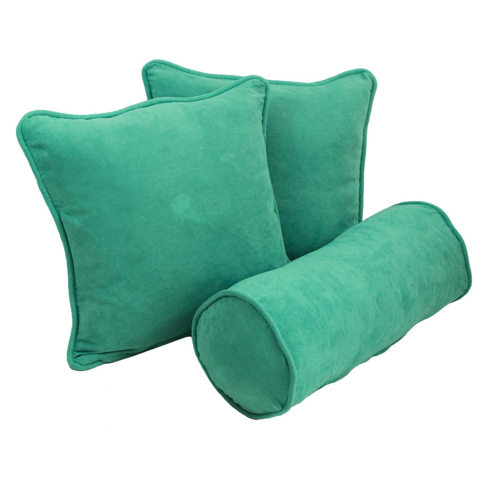 Double-corded Solid Outdoor Spun Polyester Throw Pillows with Inserts (Set of 3), Avocado