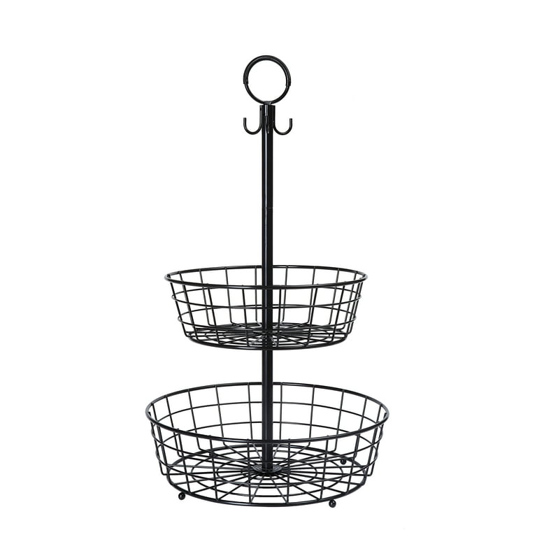 SunnyPoint Countertop French Country 3 Tier Wire Basket Stand (Black;  FreeStand)