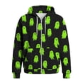 thumbnail image 3 of Men Halloween Full‑Zip Hoodie, Waffle‑Textured Long Sleeve Hooded Sweatshirt with Pockets, 3 of 4