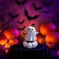 thumbnail image 6 of Halloween Decorations, Spinning Resin Pumpkin Ghost Figurine, Cute Rotating Desktop Ornament with Skull, Funny Holiday Party Home Office Table Centerpiece Gift, 6 of 7