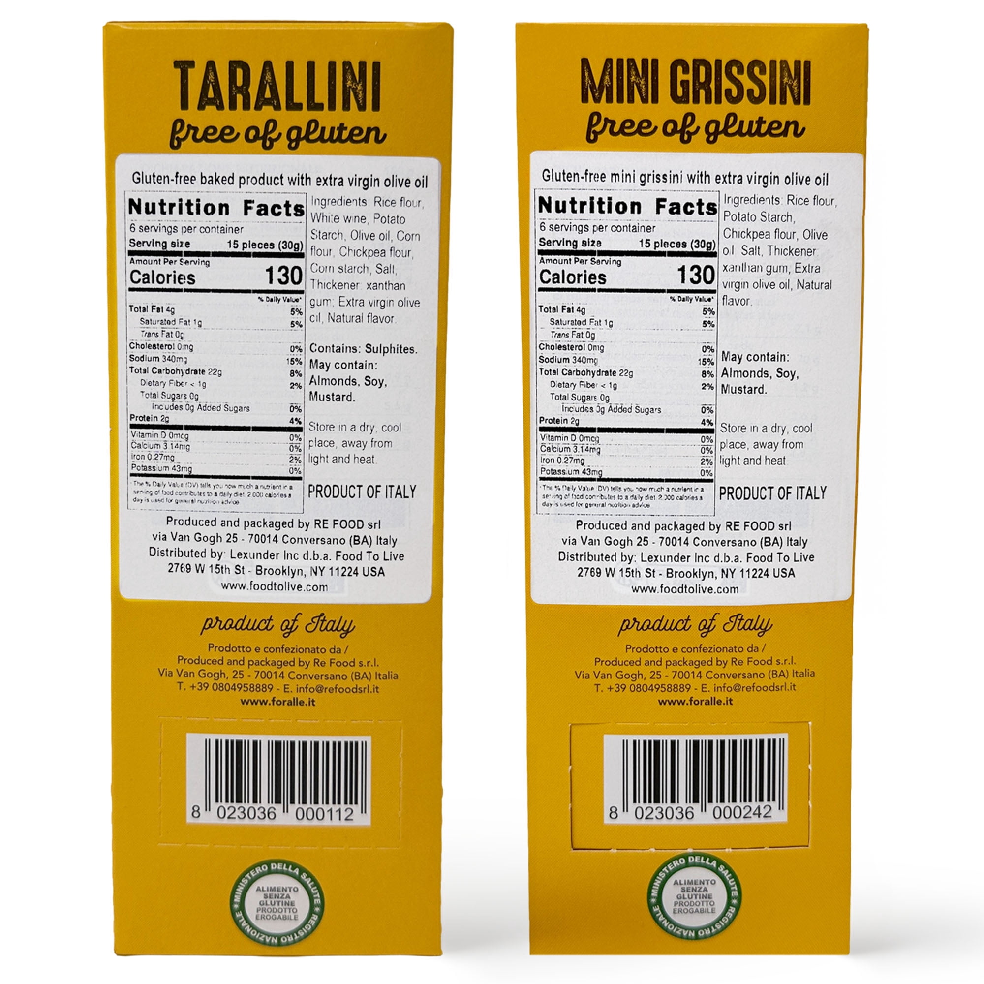 For Alle Gluten-Free Tarallini and Mini Grissini Bundle, Set of 2 – Traditional Italian Pugliese Snack with Extra Virgin Olive Oil. Oven-Baked. Vegan. Cholesterol-Free