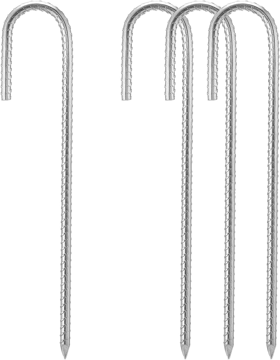 HRTGFD-Rebar Stakes 16 Inch, Heavy Duty Galvanised Steel Rebar Ground Stakes, Fence Anchors, Ground Stakes with Hook, Ground Blind Stakes for Marquees, Gazebos, Tents, Trampolines, Camping