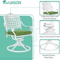 thumbnail image 5 of VIVIJASON Patio Swivel Dining Chairs Set of 2, All Weather Cast Aluminum Outdoor Dining Rocker Chairs, Patio Furniture Chair Set with Cushion for Balcony, Lawn, Garden, Backyard, White/Green Cushion, 5 of 7