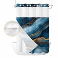 thumbnail image 2 of Navy Blue Marble No Hook Shower Curtain Waterproof, Bathroom Curtains with Snap in Liners and See Through Top Window, Abstract Ink Painting Contemporary Hotel Style Bathtub Curtains Shower 72"Wx96"L, 2 of 8