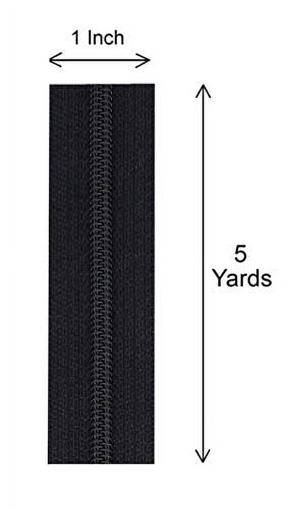 #3 YKK Zipper Black Coil Chain - 10 Non-Locking Sliders Per 5 Yards of Chain - Made in The United States (20 Yards & 40 Sliders)