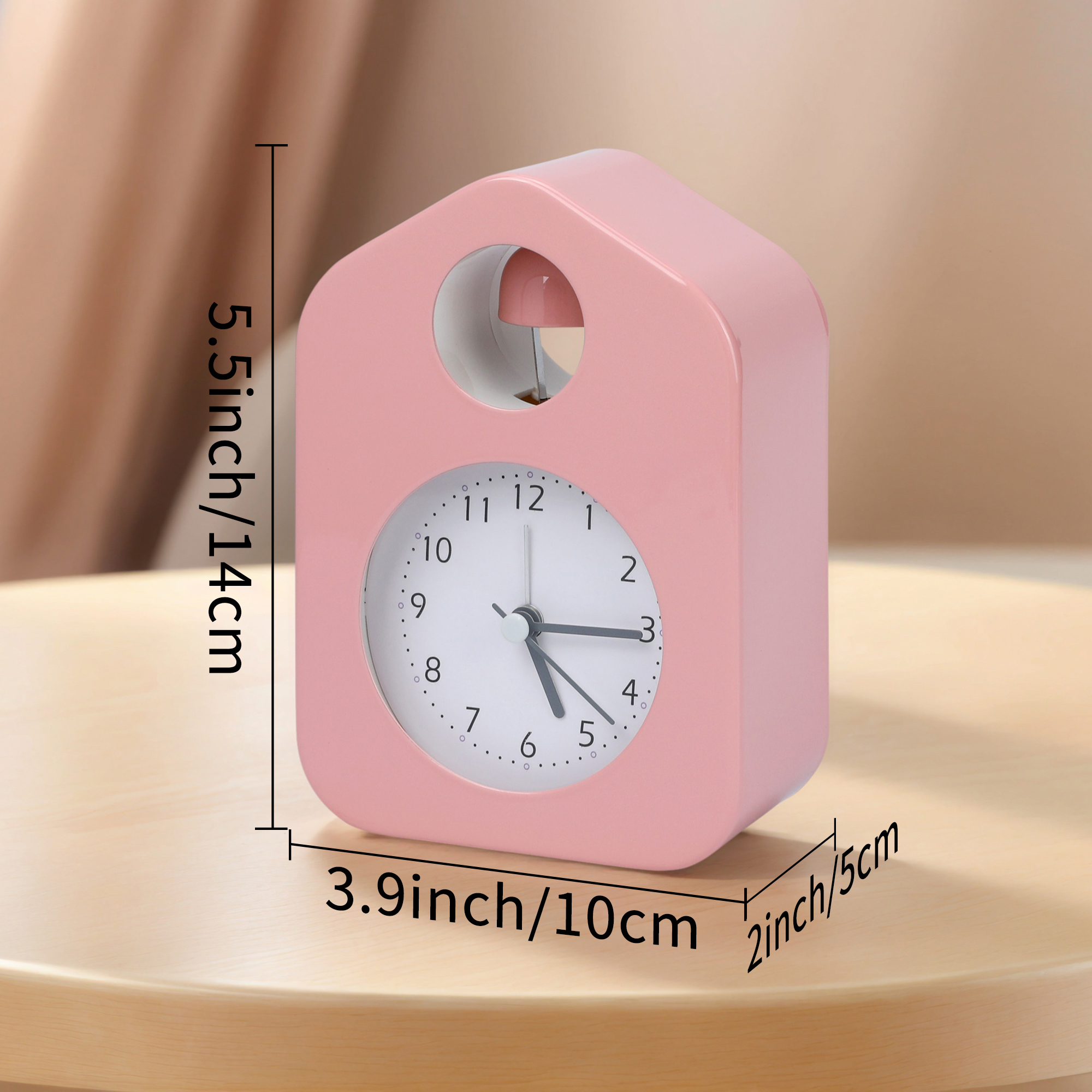 Unique Bargains Non-Tick Alarm Clock with Round Bell Design Green 3.9"L x 2.0"W x 5.5"H