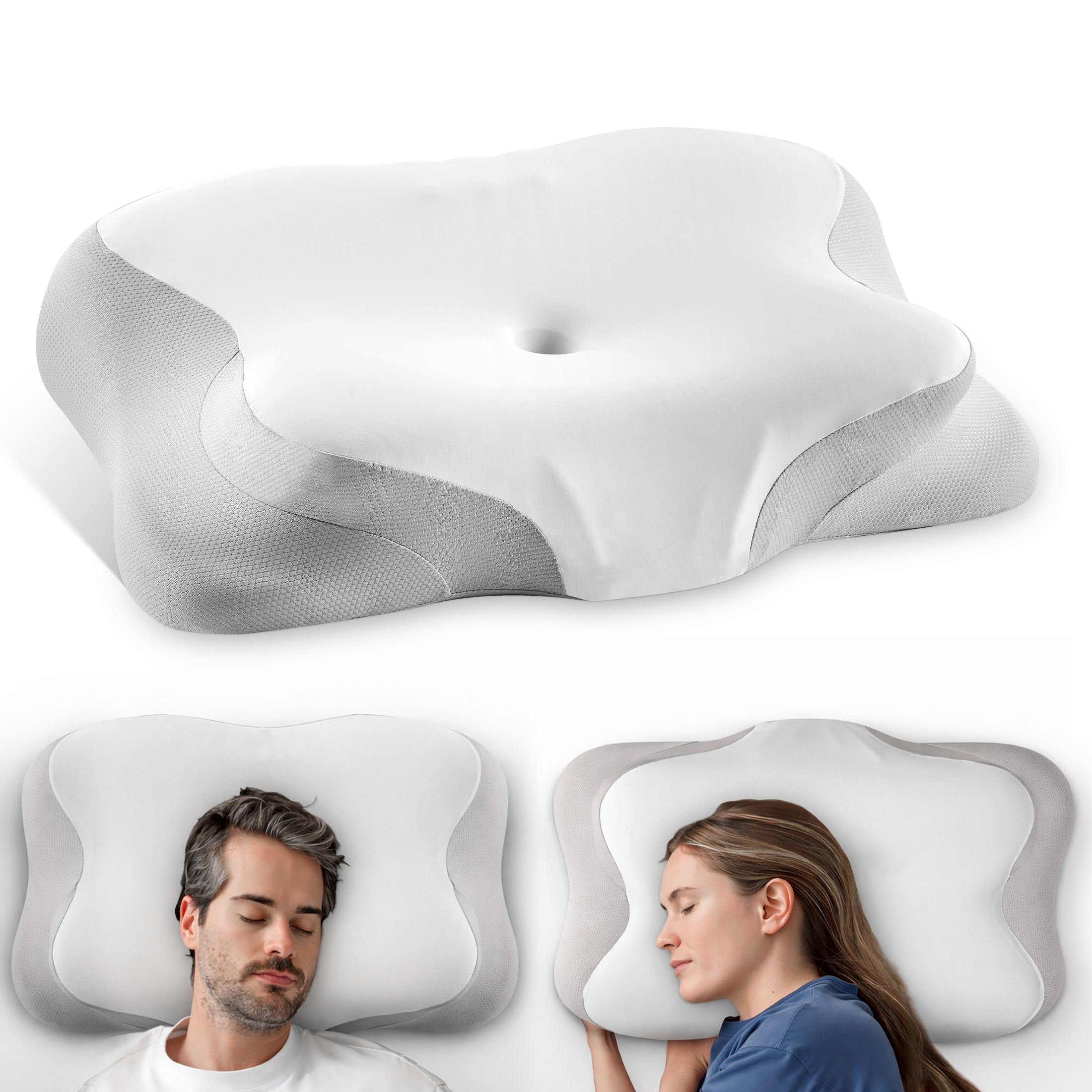 MOONORAH Contour Memory Foam Pillows for Sleeping Ergonomic, Cervical Pillow for Neck and Shoulder Pain Relief, Queen Bed Pillow for Side Back Stomach Sleepers