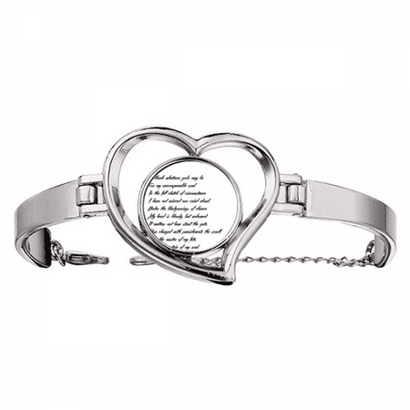 Poetry Quote Never Surrender Unbeatable Bracelet Heart Jewelry Wire Bangle