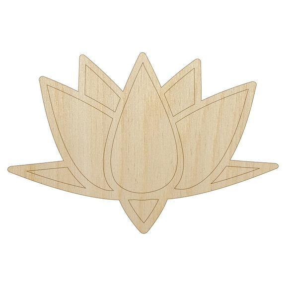 Lotus Flower Outline Wood Shape Unfinished Piece Cutout Craft DIY Projects - 4.70 Inch Size - 1/8 Inch Thick