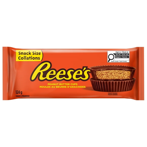 REESE PEANUT BUTTER CUPS Snack Sized Candy, 124g; 8 count