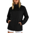 thumbnail image 2 of XUNKUSGA Waterproof Rain Jacket Women Fashion Color Block Lightweight Windbreaker Jacket Women Classic Zip Up Stand Collar Athletic Jacket with Zipper Pockets,Black,2XL, 2 of 7