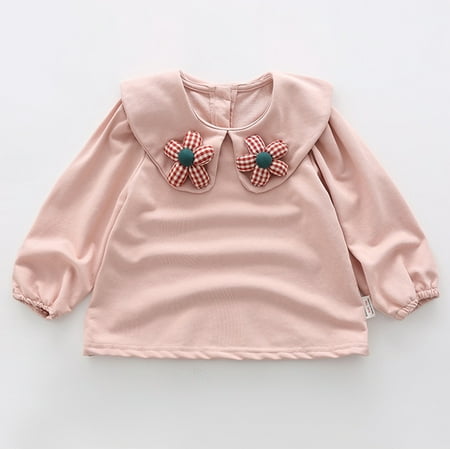 

Hunpta Toddler Girls Cartoon Plaid Flower Long Sleeve Lapel Pullover SweatShirt Tops Clothes For Kids