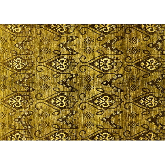 Ahgly Company Indoor Rectangle Abstract Yellow Modern Area Rugs, 2' x 5'