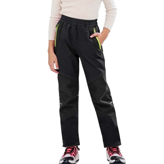JAJAHO Boys Girls Softshell Snow Pants Insulated Windproof Outdoor Hiking Skiing Thermal Winter Trousers For Kids Straight Leg Cozy Trousers