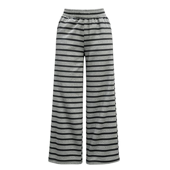KyCheLot Stripe Sweatpants for Kids Fall Winter Elastic Waist Thicken Bottoms Trendy Warm Wide Leg Schoolwear