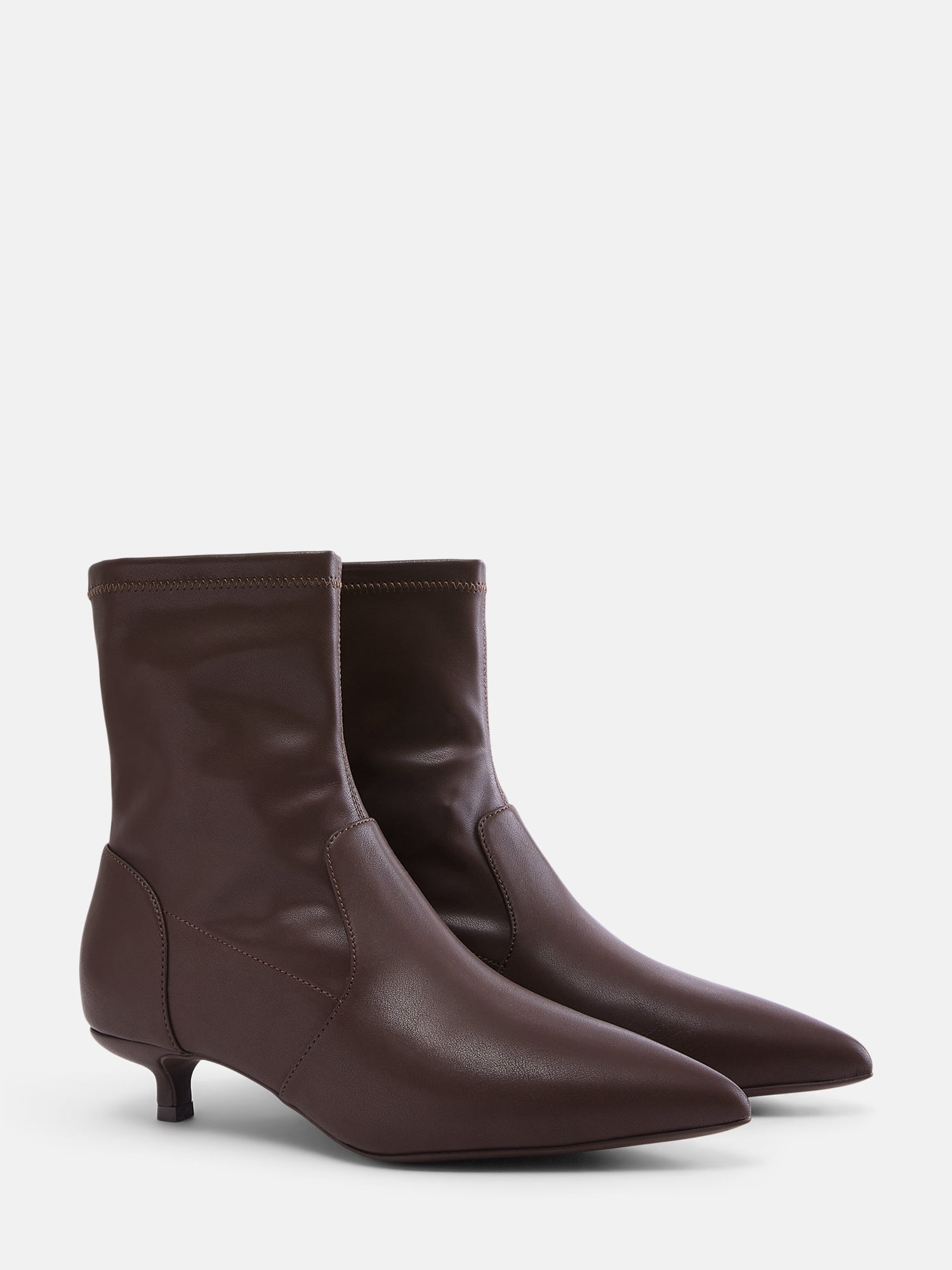 Scenario Women's Stretch Kitten Heel Faux Leather Booties