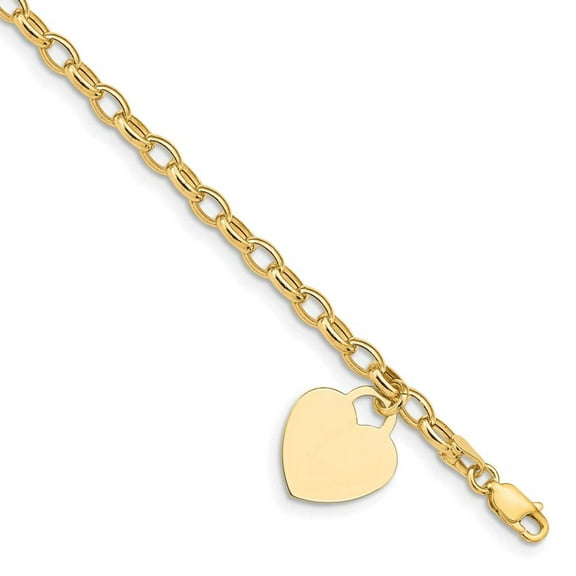 Finest Gold 14K Yellow Gold Heart Charm 7.5 in. Bracelet