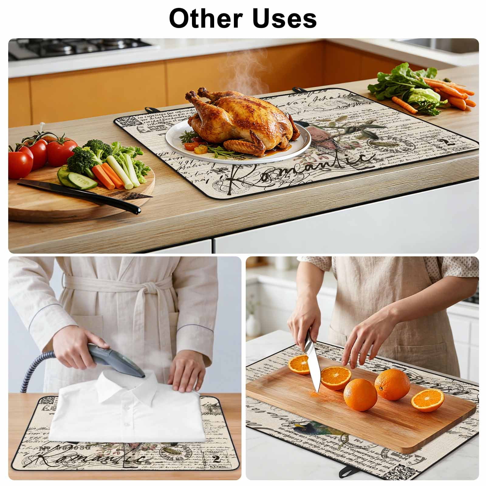 Vintage Birds Stove Top Cover for Electric Stove, Heat-proof & Non Slip Glass Top Stove Cover Protector, Country Envelope Postmark Farmhouse Botancial Kitchen Flat Cooktop Rubber Mat 36x21 Inches
