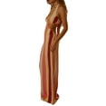 thumbnail image 3 of Qmyliery Women's Summer Long Evening Dress Solid/Striped Hanging Neck Backless Bandage Dress, 3 of 7