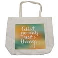 thumbnail image 1 of Saying Shopping Bag, Saying Collect Moments not Things on Bicolor Background, Eco-Friendly Reusable Bag for Groceries Beach and More, 15.5" X 14.5", Cream, by Ambesonne, 1 of 2