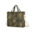 thumbnail image 7 of FORMRS Womens Corduroy Tote Bag Crossbody Shoulder Handbag with Pocket, Black Flower Pattern, 7 of 7