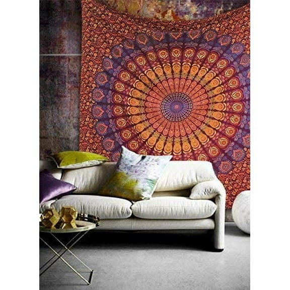 Pop Popular Handicrafts Twin Hippie Mandala Bohemian Psychedelic Intricate Floral Design Indian Bedspread Magical Thinking Tapestry