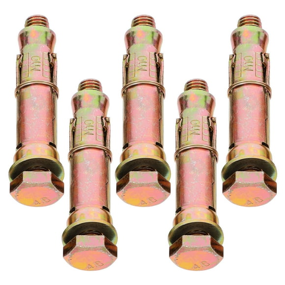 OULII Boulon d'Expansion Ancrage Mural pour Meubles 5 Pcs Acier au Carbone Robuste Doré pour Amélioration de la Maison