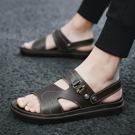 

Summer Simple Men Leather Sandals Men Sport Sandals Soft Sole Casual Sandals