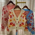 thumbnail image 4 of Women's Short Floral V-neck Long-sleeved Sweater, 4 of 4