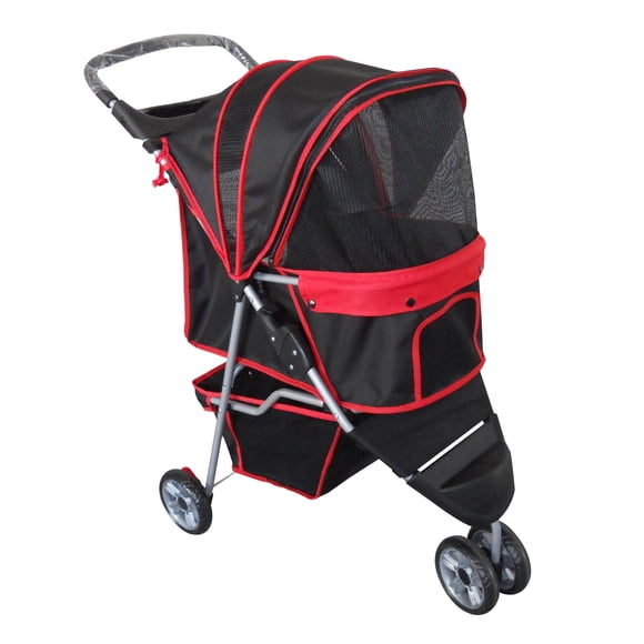 Poussette de Jogging pour Animaux avec Porte-Gobelet - Noir