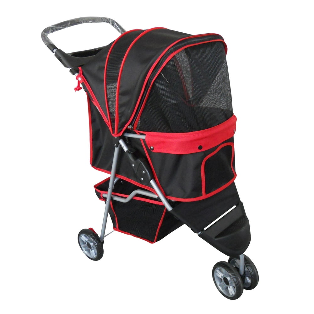 Pet Jogging Stroller With Cup Holder Black