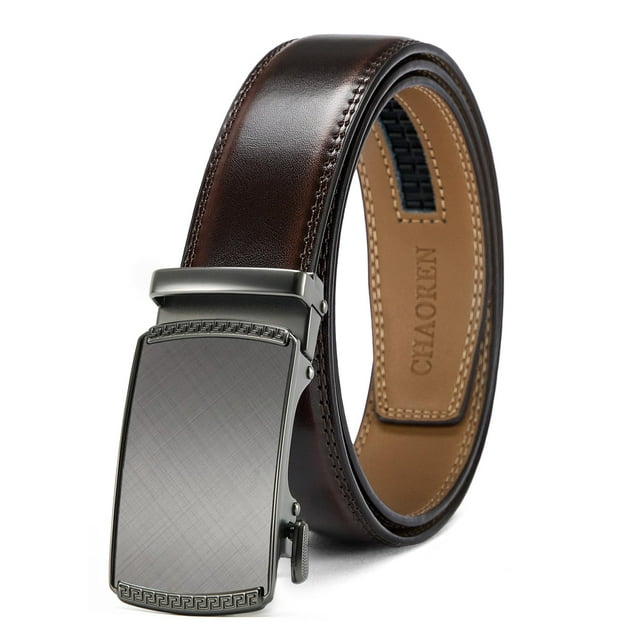 Cinturón CHAOREN de piel burdeos para hombre, vestido casual, vaqueros