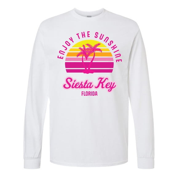Inktastic Summer Enjoy the Sunshine Siesta Key Florida in Pink Long Sleeve T-Shirt