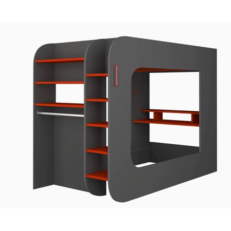 Gamer Modern Kid s Bed 90x200 in Red & Black