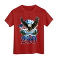 thumbnail image 4 of mgoYE 250th Anniversary USA Flag Shirt Girls Girls Boy's 250 Years America Anniversary 250th Independence Day Vintage O-Neck T-Shirt(Red,9-10 Years), 4 of 5