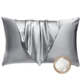 thumbnail image 1 of Almohada BHZ King Size de Plumas de Ganso Gris con Funda de Satén, 1 of 9