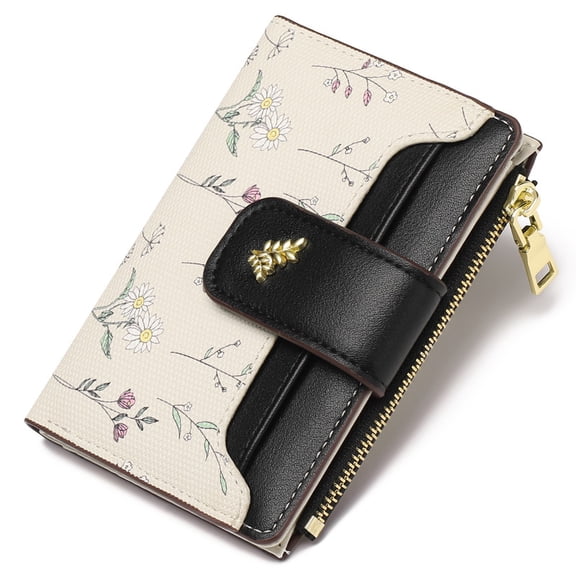 GAEKEAO Small Wallet for Women Slim Bifold Leather Credit Card Holder Purse Zipper Pocket Coin Wallets with ID Window