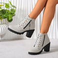 thumbnail image 5 of Women Ankle Boots Round Toe Mid Heel Boots with Side Zip Comfort Matte Shoes for Fall Winter Dating Shopping Casual Outdoor Daily Wear, 5 of 9