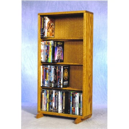 Solid Wood Veneer Cd Dvd - The Wood Shed Solid Oak 4 Row Dowel CD / DVD Combination Media Rack - 18 in. Wide