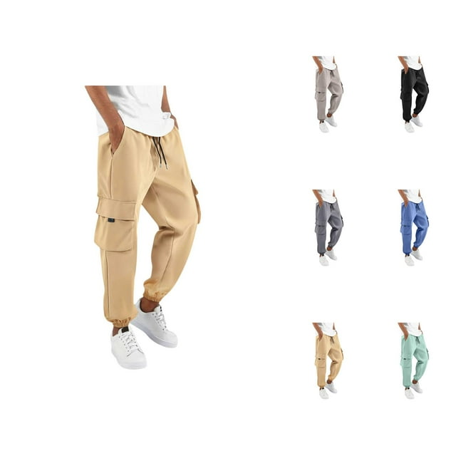 Cargo Pants for Men 2025 Drawstring Workout Running Sweatpants Joggers with Pockets Mens Casual Pants Trousers