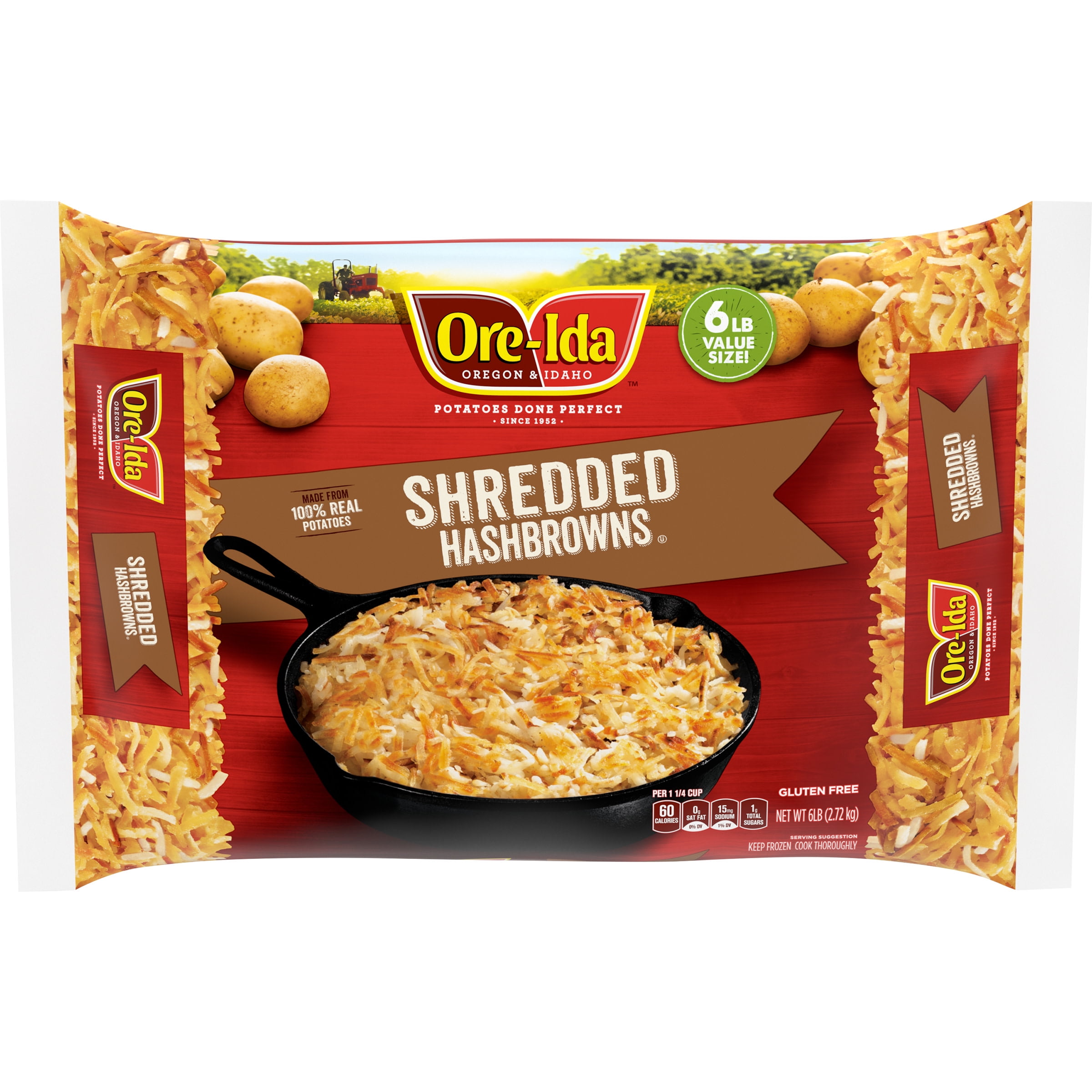 OreIda Shredded Hash Browns Potatoes Value Size, 6 lb Bag Walmart