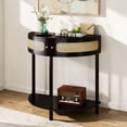 thumbnail image 2 of Hassch Modern Console Table, Small Half Moon Entryway Table with Storage, Behind Couch Table with Storage Shelf and 2 Doors for Living Room, Hallway, Foyer, Black, 2 of 10